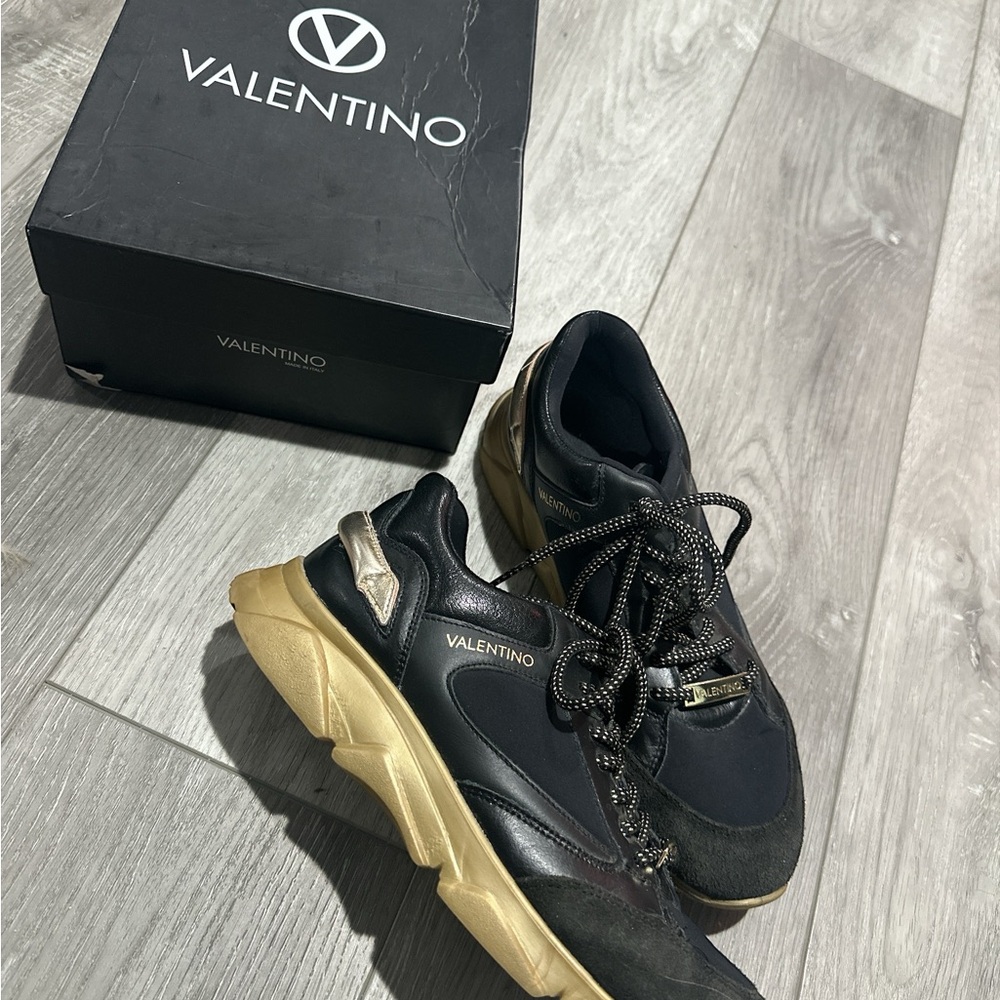 Valentino Black and Gold Athletic Shoes with Chunky Design - Picture 8 of 16